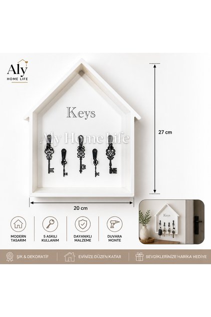 Key Hanger Rack Home Type Door Side Key Holder with 5 Hangers Decorative Design