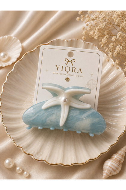 Premium Series Imported Pearl Detailed Starfish Glittering Moire Bone Buckle