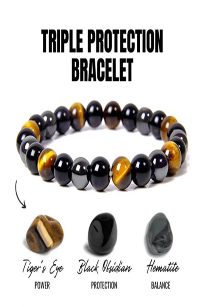 Turtle-eye-obsidian-hematite Power, protection, balance Bracelet