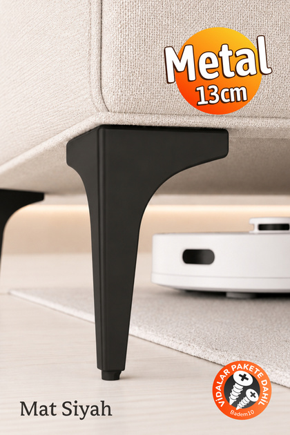 ERK Eren 13 cm Mat Siyah Metal Mobilya Köşe Ayağı Dayanıklı Modern Tasarım Koltuk Sehpa Mobilya