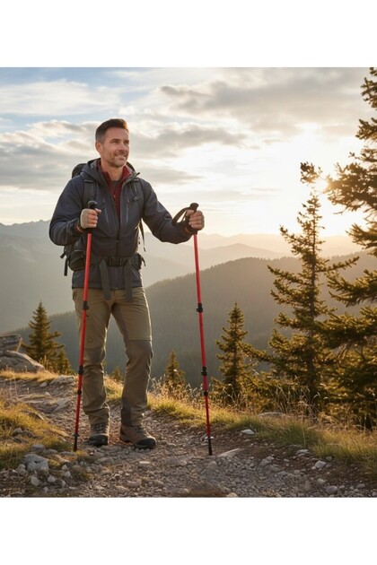 Baton Trekkıng Outdoor Dağcı Yürüyüş Bastonu Teleskopik Baston Asa Uzayan Ayarlı 2 Adet