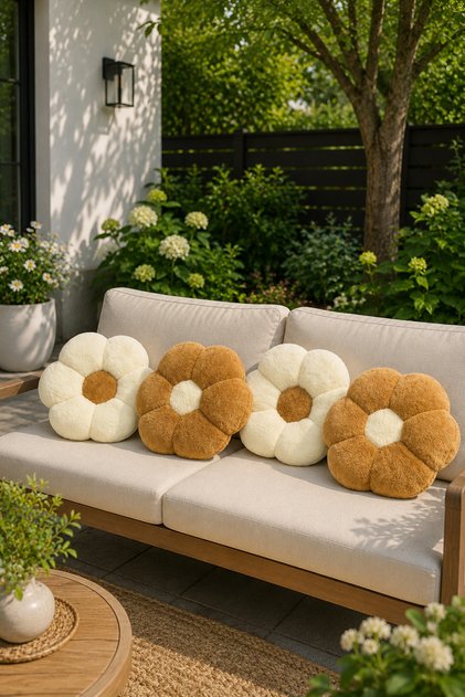 4-Piece Plush Daisy Pillow Set Living Room Garden and Balcony Decoration