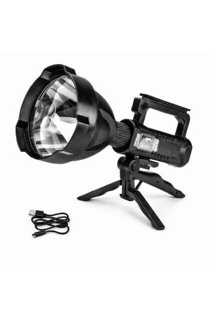 Lanterna LED cu reflector și trepied, L-835, cu 4 moduri de intensitate a luminii, culoare neagră