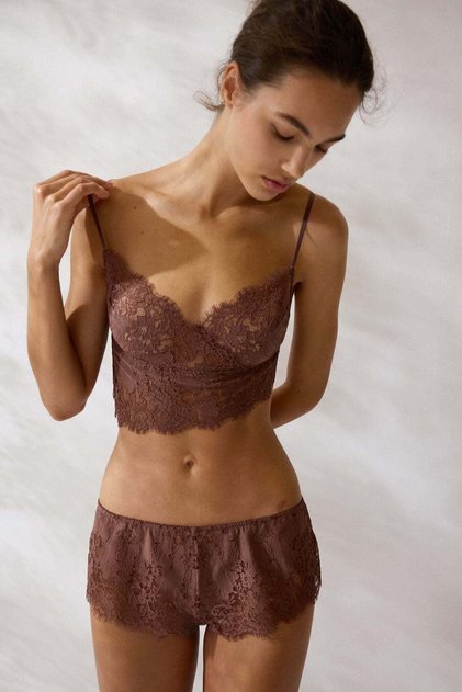 Asymmetric lace bralette