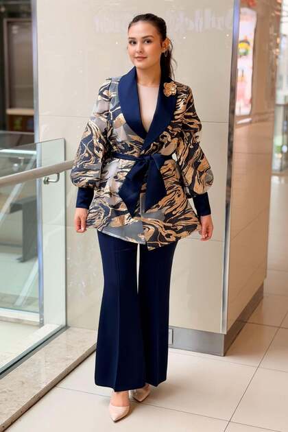Organza Jacquard Jacket Undergarment Spanish Pants 3-Piece Set Evening Dress Suit
