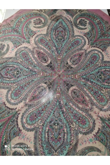 Lopres kaymaz soft eşarp tok durur pembe renk etnik desen