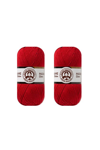 Madame Cotton Red Hand Knitting Yarn (2 Pieces) - Color: 009