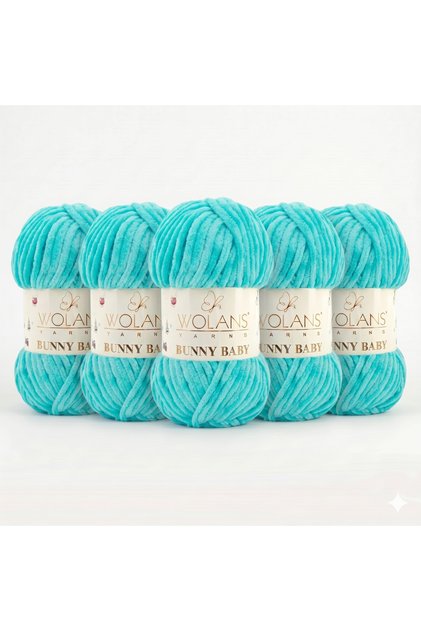 Bunny Baby 13 Turquoise Blue Velvet Knitting Yarn Chenille Yarn Shawl, Blanket, Baby 100g