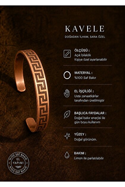Pure Raw Motif Copper Bracelet-In Gift Box