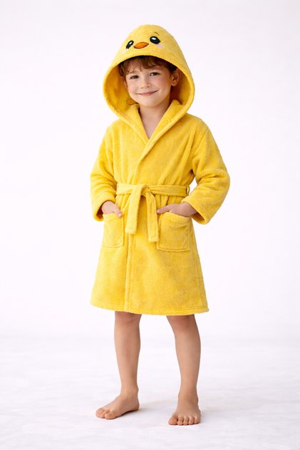 Civciv Children's Bathrobe with Hood - Unisex Baby & Kids Bathrobe Soft Textured Cute