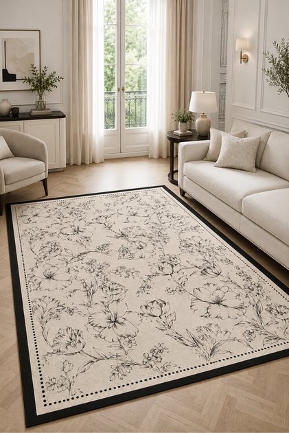 Dijital Kaymaz Yıkanabilir Çiçekli Salon Halısı Mutfak Halısı Koridor Halısı