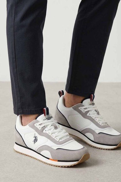 Men's White Gray Sneaker Sports Shoes - Casual Comfortable Running Shoes