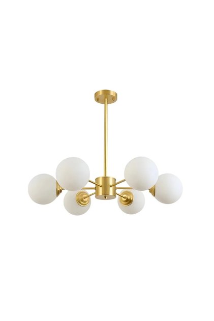 JIJU Candelabru de tavan modern auriu cu 6 lumini, becurile E27 nu sunt incluse