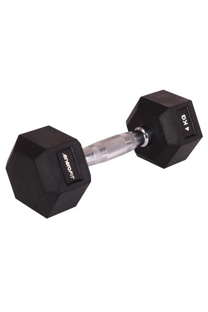 Gantera hexagonala ENERO FIT cauciucata cu maner din inox - diferite greutati 4 kg