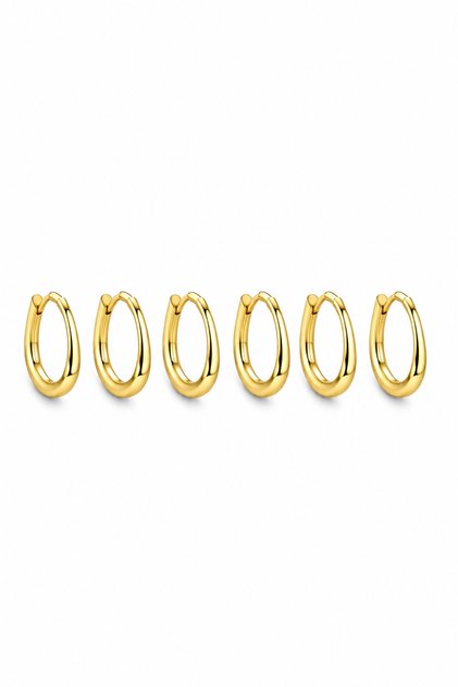 Women's Yellow Stainless Steel 3 Pairs Hoop Earrings Set (6 Pieces)