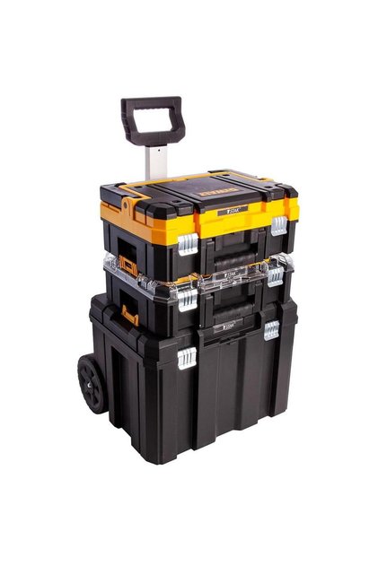 Set de cutii de scule TSTAK 2.0 din 3 piese cu cutie mobilă pe roți și organizatoare IP54