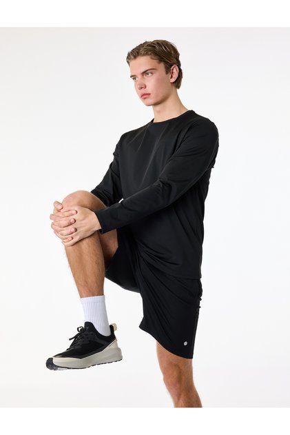 Regular Fit Crew Neck Long Sleeve Basic Sports T-Shirt