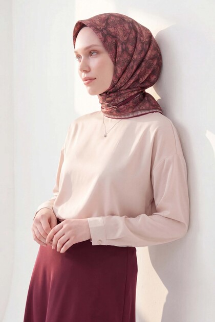 Lorena - Soft Scarf Rumi Pattern - Black Burgundy