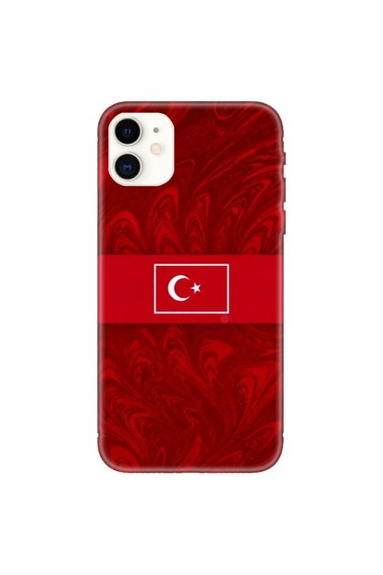 iPhone 11 Moon Star Turkey Printed Red Case with Camera Protection