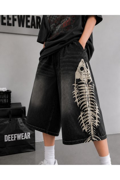 Skeleton Printed Unisex Bermuda Shorts/Shortalon