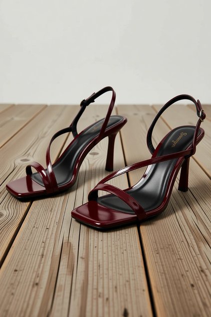 Women's Patent Leather Banded High Heel Square Toe Sandals Heel Faux Leather Daily Comfortable Modern Stylish Elegant