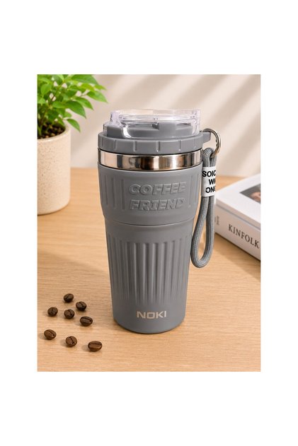 Premium Ceramic Surface Steel Coffee Cup Gray Thermos