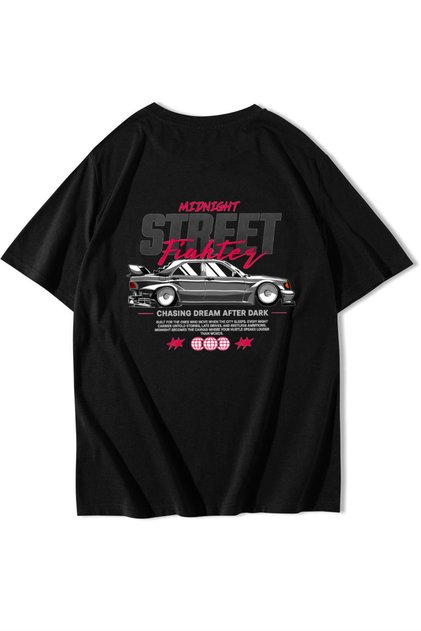 Unisex Oversize Midnight Street Fighter T-Shirt Black