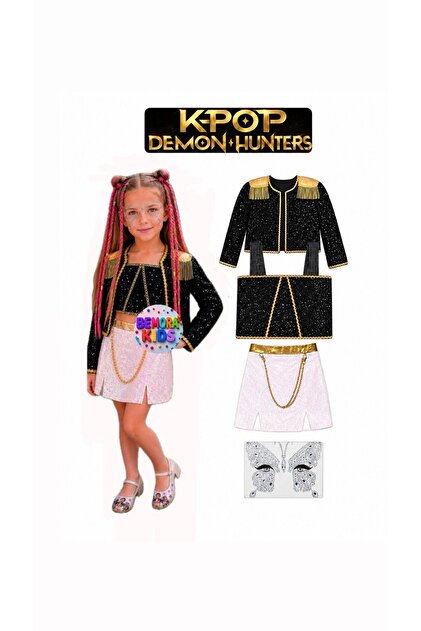 Kpop Huntrix Mira Demon Slayers Costume Skirt Jacket Bustier Blouse Face Stone Birthday Party