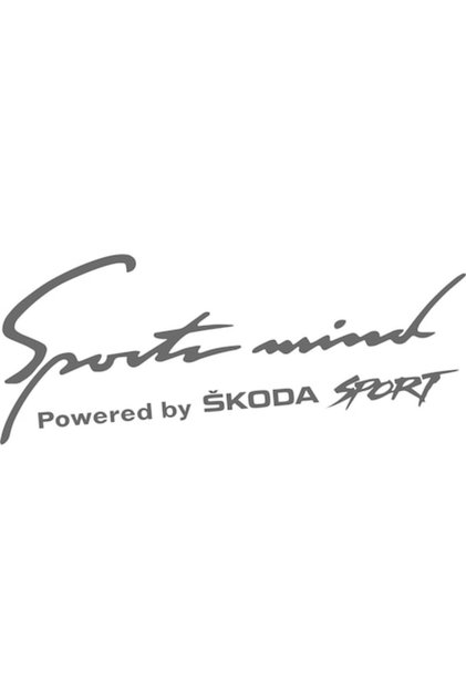Autocolant auto SKODA, Mentalitate sportivă, Alb, 30 cm x 12 cm