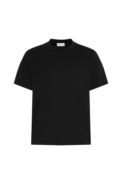 Erkek Normal Kesim CK Logo İşlemeli Yuvarlak Yakalı Pamuklu Kısa Kollu Siyah T-Shirt