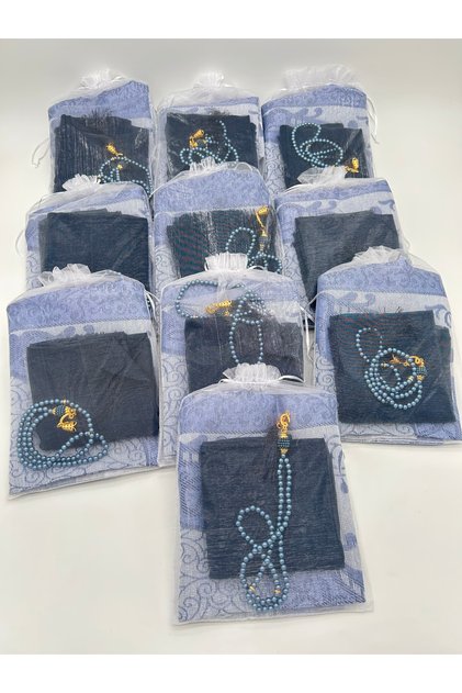10 pieces of gift (dowry-mevlut-hajj-umra) prayer mat with flame cover tasbih set