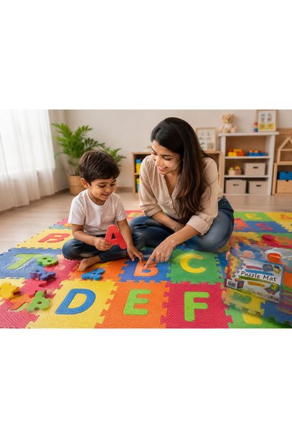 Foam alphabet & Number puzzle play mat for kids- Interlocking educational floor tiles