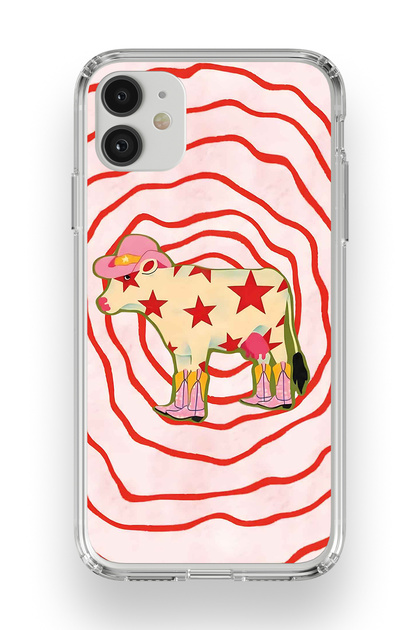 iPhone 11 Compatible Cowboy Cow Pattern Transparent Phone Case