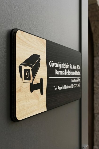 This Area Is Being Monitored by a 24/7 Camera for Your Safety Wooden Door Sign – 20X8 cm
