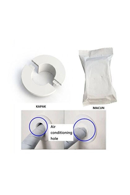 Klima Borusu Montaj Deliği Kapatma Dekoratif Kapak ve Macun ( Beyaz) Renk Kapak + Macun 200 Gr