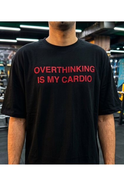 Overthinking Is My Cardio Printed Black Unisex T-Shirt