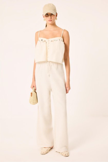 Linen Textured Tube-Let Pants