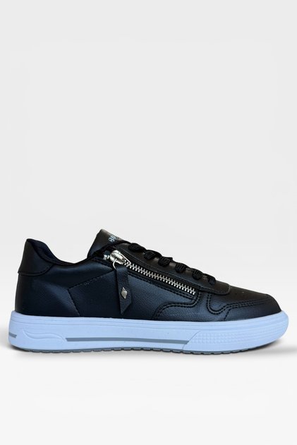 Daily Light Sole Lace-Up Zippered Women's Sneaker Shoes Black