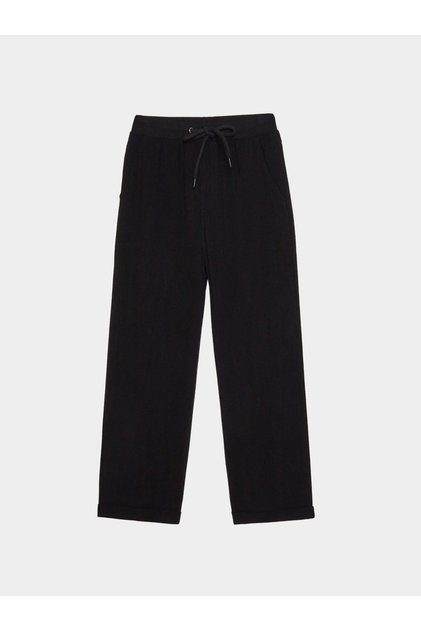 Boys Plain Linen Blend Pants with Roll-Up Hem