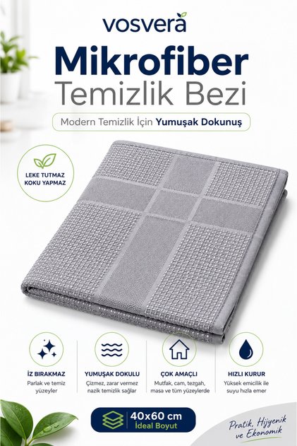 Mikrofiber Temizlik Bezi 40x60 cm Leke Tutmaz Koku Yapmaz Çok Amaçlı Mutfak Cam Bezi