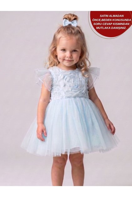 Mia Tulle Rose Detailed Birthday Special Day Princess Girl's Dress