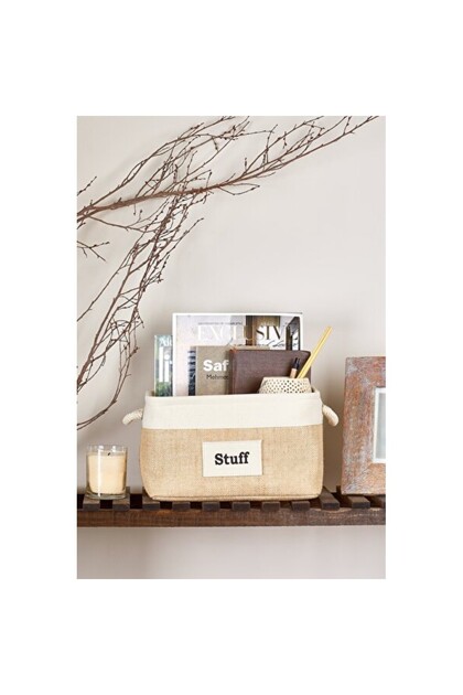 Striped Rectangular Jute Basket, Stylish and Practical Storage Solutions