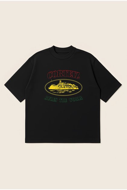 Corteiz Rules the World Printed Oversize Boxy Cut Unisex 100% Cotton Tshirt | Streetwear