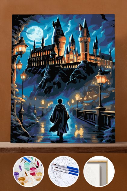 Sayılarla Boyama Seti Çerçeveli Kasnaklı Harry Potter Hogwarts Yolunda 40 x 50 cm