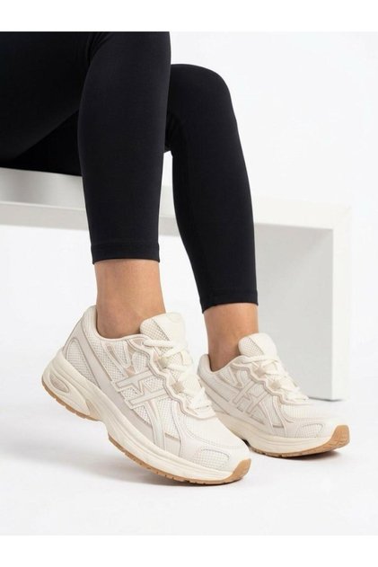 Women's Beige Orthopedic Comfortable Sole Breathable Fabric Walking Sports Shoes
