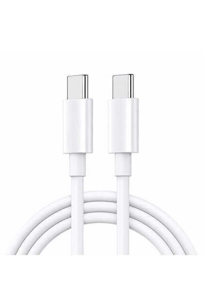 USB-C към USB-C кабел за данни и зареждане, Flippy, 100W, 5A, Бързо зареждане, Съвместим с телефон и лаптоп, 2 м, Бял