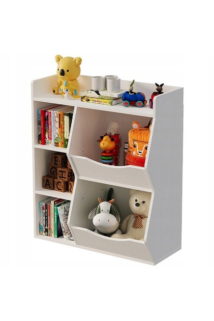Raft, dulap, bibliotecă pentru jucării, cărți și ziare, cu 5 compartimente, stil loft