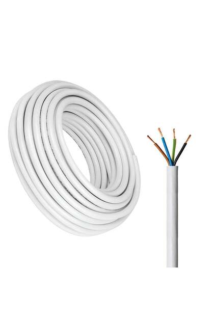 4-Core Electrical Cable, White PVC Insulated Power Wire, Flexible Copper Conductors (4 CORE 5 METER, 6MM)
