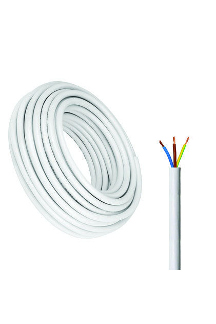3-Core Electrical Cable, White PVC Insulated Power Wire, Flexible Copper Conductor (30 Meters, 4MM)