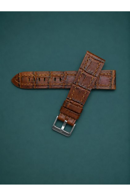 22 mm Tan Genuine Croco Pattern Watch Strap